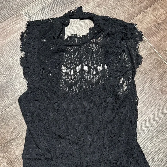 Free People Open Back Black Lace Dress - Picture 2 of 9